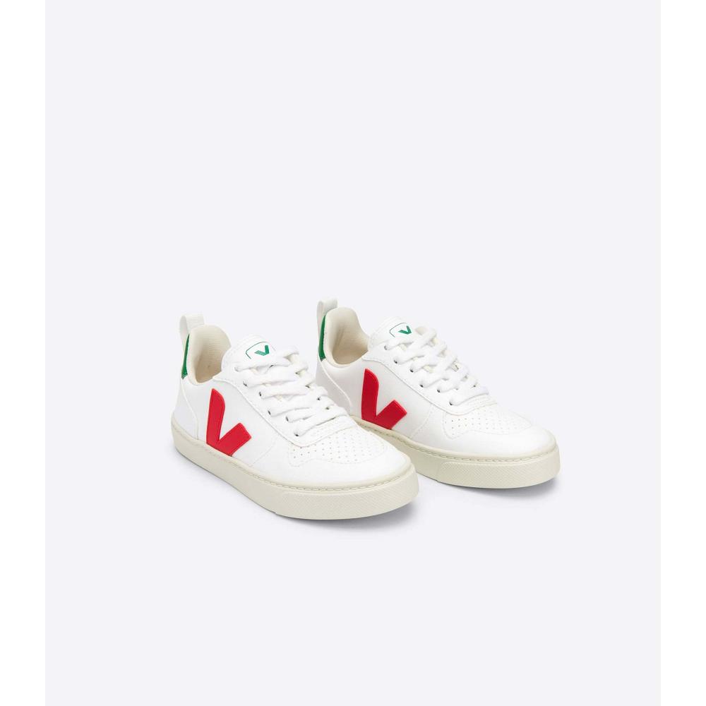 Veja V-10 LACES CWL Sneakers Kinderen White/Green/Red | NL 865YXF